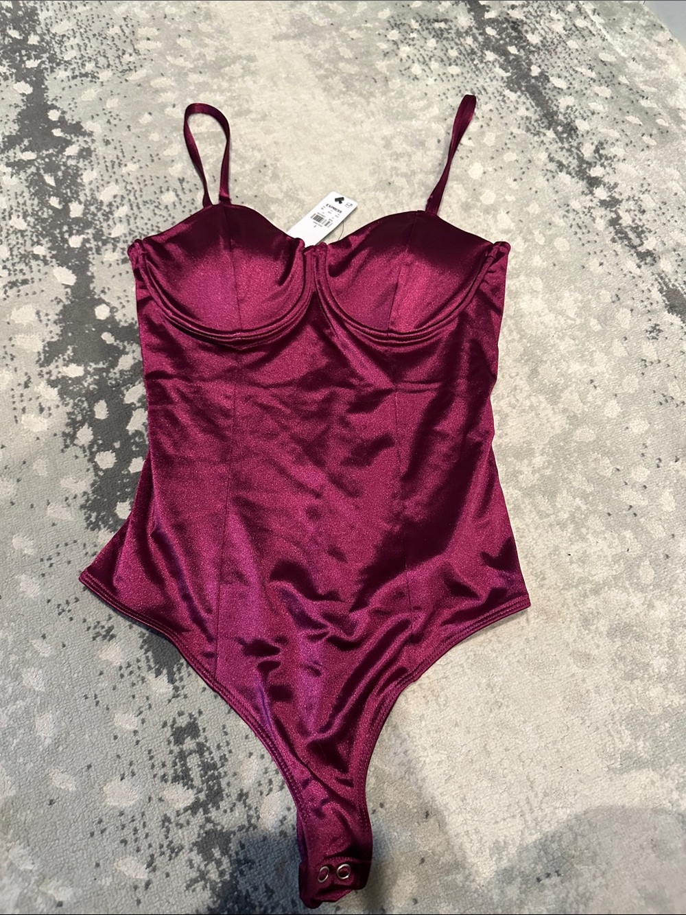 Express Burgundy Satin Underwire Bodysuit
